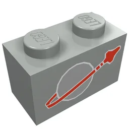 Brick 1 x 2 with Classic Space Logo Print / Light Gray