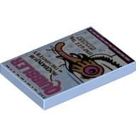 Lego Tile 2 x 3 with 'QUIBBLER' Newspaper Print / Bright Light Blue
