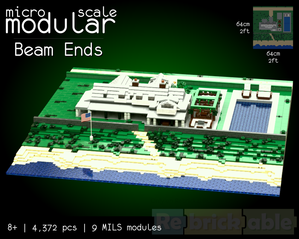 Lego Beam Ends - micro-scale modular Mansion (9 MILS modules)