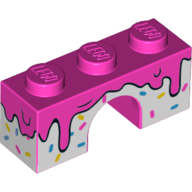Lego Brick Arch 1 x 3 with Dark Pink Frosting, Sprinkles print