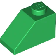 Brick Sloped 45° 2 x 1 with Bottom Pin / Green