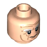 Minifig Head Balin the Dwarf, Dual Sided, Bushy Gray Eyebrows, Wrinkles, Calm / Frowning Print [Hollow Stud] / Light Nougat