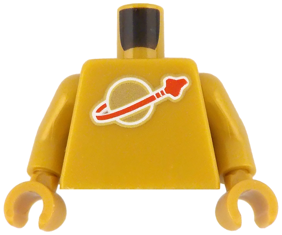 Lego Torso with Classic Space Logo High on Torso Pattern, Inside with Ribs (second reissue) / Pearl Gold Arms / Pearl Gold Hands