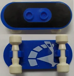 Minifigure, Utensil Skateboard with Mag Wheel Holders and White Mag Wheels with Black Surface and White Skate Pattern (Stickers) - Set 3537