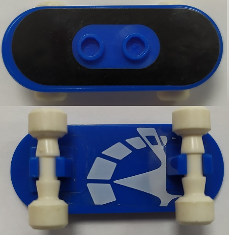 Lego Minifigure, Utensil Skateboard with Mag Wheel Holders and White Mag Wheels with Black Surface and White Skate Pattern (Stickers) - Set 3537