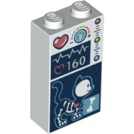 Brick 1 x 2 x 3 with Heart-Rate Monitor, Cat X-Ray Screen Print / White