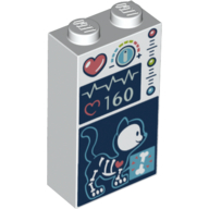 Lego Brick 1 x 2 x 3 with Heart-Rate Monitor, Cat X-Ray Screen print / White