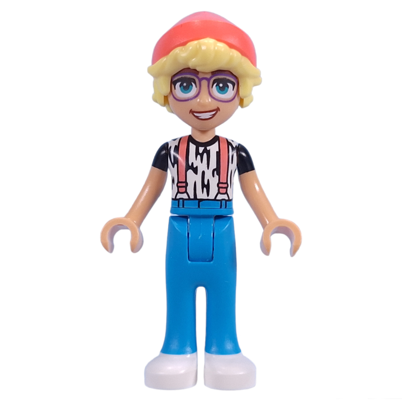 Lego Olly - White Shirt, Dark Azure Legs, Coral Beany