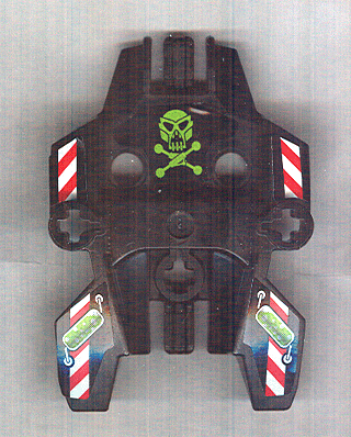 Lego Hero Factory Shield, Type 1 with Lime Skull and Crossbones, Red and White Danger Stripes Pattern (Stickers) - Set 7156