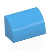 Brick Curved 1 x 2 x 1 No Studs / Medium Blue