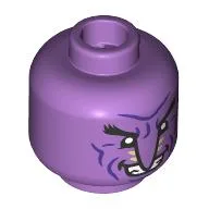Minifig Head Arlong, Black Eyebrows, Long Pointy Nose, Dark Purple Lines, Closed Mouth / Open Mouth Grin / Medium Lavender