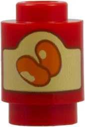 Brick, Round 1 x 1 with Orange Jelly Beans with Dark Orange Outlines on Bright Light Yellow Label with Reddish Brown Outline Pattern