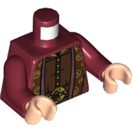 Torso, Robe with Long Scarves, Gold, Reddish Brown and Dark Brown Details Print (Albus Dumbledore), Dark Red Arms, Light Nougat Hands / Dark Red