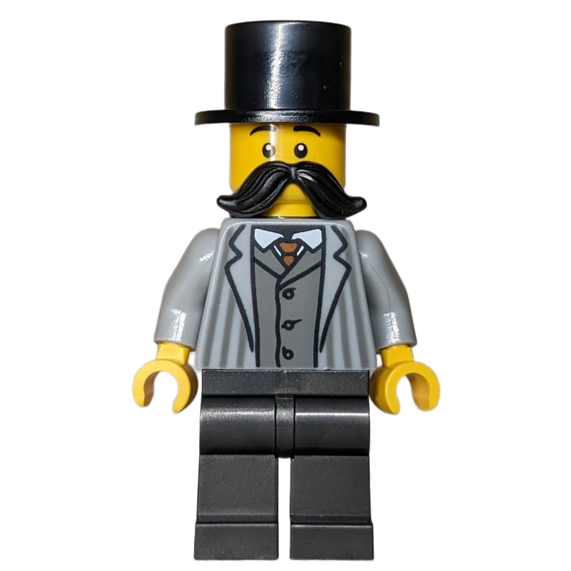Lego Passenger, Light Bluish Grey Torso, Pearl Titanium Legs, Black Hat, Moustache