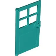 Door 1 x 4 x 6 with 4 Panes and Stud Handle / Dark Turquoise