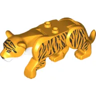 Animal, Big Cat, Tiger with 2 Studs, Black Stripes Print / Bright Light Orange