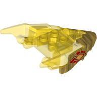 Lego Creature Body Part, Dragon Head Upper Jaw with Spikes with Trans-Yellow Pattern, Dark Red and Yellow Eyes, Red Flames Print / Pearl Gold
