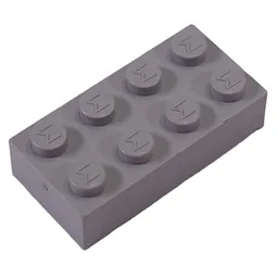 Modulex Brick 2 x 4 with M on Studs / Modulex Light Gray
