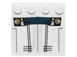Tile, Modified 4 x 4 with Studs on Edge with Canopy and Dark Blue Stripe Pattern (Sticker) - Set 10195