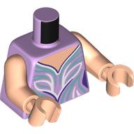 Lego Torso, Lavender Dress, White/Sand Blue Lines print, Light Nougat Arms and Hands / Lavender