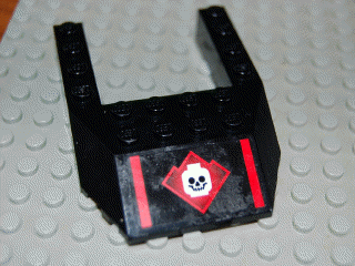Lego Wedge 6 x 8 Cutout with Ogel Control Skull and Two Red Stripes Pattern (Sticker) - Set 6776