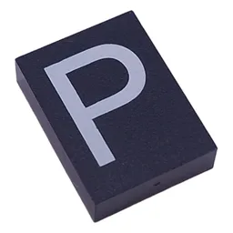 Modulex Tile 3 x 4 with White 'P' Print, without Internal Supports / Modulex Tile Blue