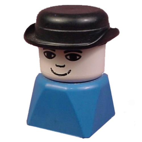 Lego Duplo 2 x 2 x 2 Figure Brick Early, Bowler Hat Black / Blue