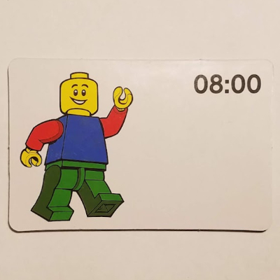 Lego Activity Card, Time-Teaching 24-Hour Clock 08:00 / [No Color/Any Color]