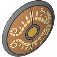 Shield Round Bowed with Tan Decorations on Medium Nougat Field Print