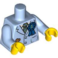 Lego Torso Suit Jacket with Blue and Gold Striped Tie, Blue 1st Place Ribbon, Dog Treat in Pocket Print, Bright Light Blue Arms, Yellow Hands / Bright Light Blue
