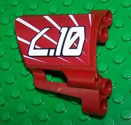Technic, Panel Fairing #23 Large Short, Small Hole, Side B with Stylized White 'L.10' Pattern (Sticker) - Set 8102