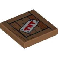 Tile 2 x 2 with 'TNT' on Wood Grain Print / Medium Nougat