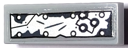Lego Tile, Modified 1 x 3 Inverted with Hole with Worn Silver Metal Plates and Rivets Pattern 2 (Sticker) - Set 70435