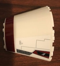 Lego Cone Half 10 x 5 x 6 with SW Dark Red Stripe, Cockpit Window and Machinery Pattern Model Right Side (Stickers) - Set 75244