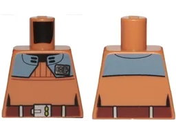 Torso SW Rebel Officer Jacket, Dark Bluish Gray Shoulder Plates, Reddish Brown Belt Pattern / Medium Nougat