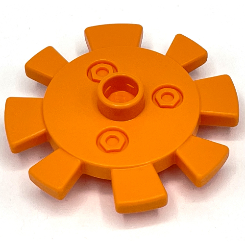 Lego Duplo Flower Gear with 8 Teeth, Metal Bolts Design / Orange