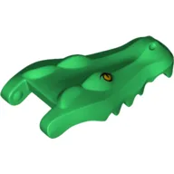Animal Body Part, Alligator / Crocodile Head Upper Jaw with Yellow Eyes Print / Green