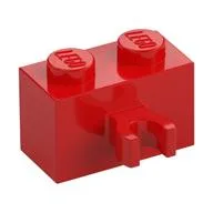 Brick Special 1 x 2 with Vertical Clip [Open O Clip] / Red