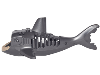 Lego Animal Body Part, Shark Body with Bones and Gills with Dark Tan Teeth (Ghost / Zombie) Print / Pearl Dark Gray