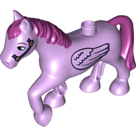 Lego Duplo Animal Horse with one Stud and Raised Hoof with Wings and Magenta Mane & Tail Print / Lavender
