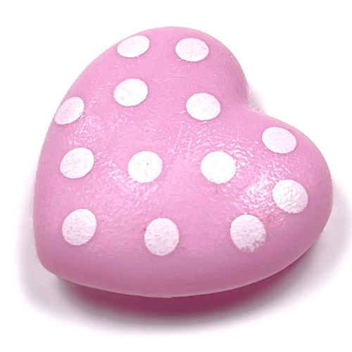 Lego Clikits Icon, Heart 2 x 2 Large with Pin, White Spots Print / Bright Pink