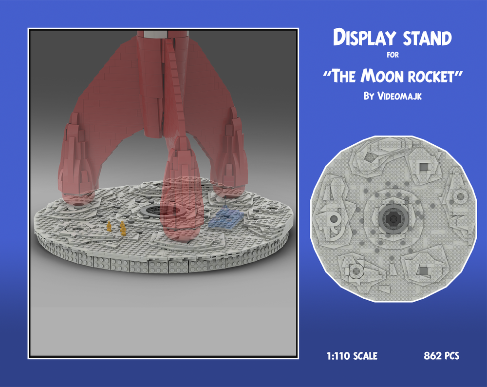 Lego Display stand for The Moon Rocket from Tintin's Destination Moon