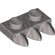 Plate Special 1 x 2 with Three Teeth [Tri-Tooth] / Flat Silver