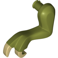 Lego Animal Body Part, Dinosaur, Tyrannosaurus Rex Arm / Leg, Left, Small, Tan Claws Print / Olive Green