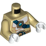 Torso Bare Chest with Body Lines, Dark Blue Belt and Chi Orb Print, Tan Arms, White Hands / Tan