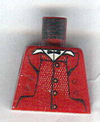 Lego Torso Suit Jacket over Vest with Gold Buttons, Tan Shirt, Black Bow Tie Pattern
