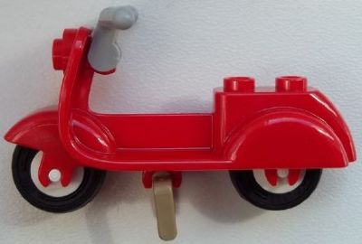Lego Scooter with Dark Tan Stand, Light Bluish Gray Handlebars, and White Wheels
