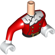 Lego Minidoll Torso Man with Santa Suit print, White Arms and Hands / Light Nougat