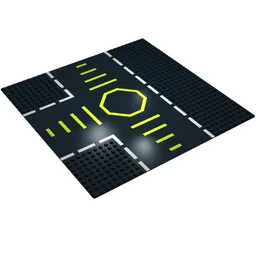 Baseplate 32 x 32 with 9-Stud T Intersection with Green Octagon Print