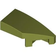 Brick Wedged, Curved 2 x 1 with Stud Notch Right / Olive Green